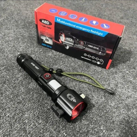 Powerful Portable Flashlight with Side Work Light