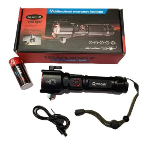 Powerful Portable Flashlight with Side Work Light